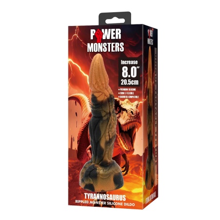 Tyrannosaurus - silikonowy dildo z rynkowaną teksturą (rippled) i przyssawką, 20,5 cm - 8