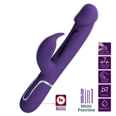 Wibrator króliczek Kampas - podwójny silnik, ruchomy języczek, 7 funkcji wibracji, 4 tryby ruchu, 23,2 cm - 1 2