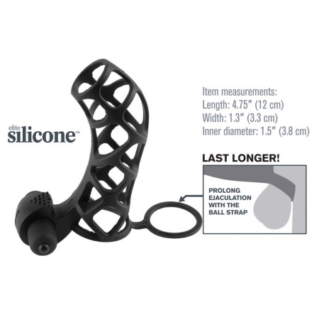 Mankiet penisa FX Extreme Silicone Power Cage — silikonowy, z wibrobulletem i pierścieniem jąder, dł. 12 cm - 6