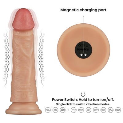 Wibrujący dildo Power Basics 17,8 cm z przyssawką - 1