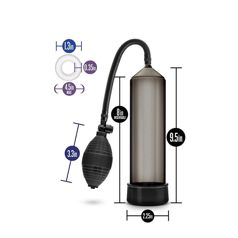 Pompa próżniowa do prącia Performance VX101 z ręczną pompką balonową, długość 24,1 cm - 5