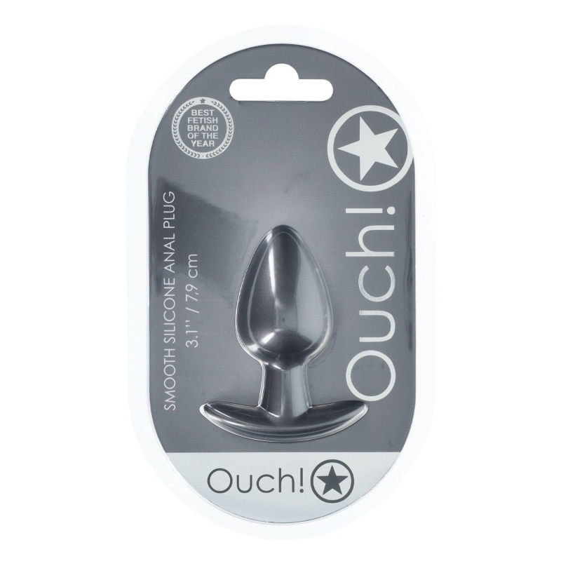 Smooth Silicone Anal Plug - Medium - 3.1 / 7,9 cm - Gunmetal - 2