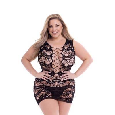 BACI CORSET FRONT LACE MINI DRESS BLACK, QUEEN - 1 2
