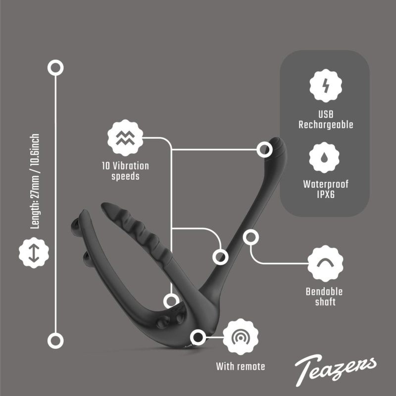 Teazers Triple Prostate Vibrator with Remote - 4