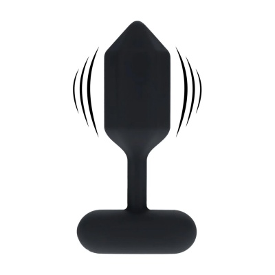 Hexagonal Vibrating Silicone Anal Plug - M - Black - 1