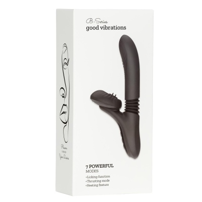 Silicone Vibrator 7 Powerful Modes - Licking,Thrusting and Heating, Black - 1 2