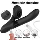 Silicone Vibrator 7 Powerful Modes - Licking,Thrusting and Heating, Black - 9