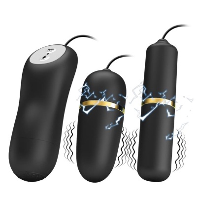 Zestaw stymulatorów Double Vibro-Bullets - wibracje i elektrostymulacja, 17 × 14 × 4 cm - 1