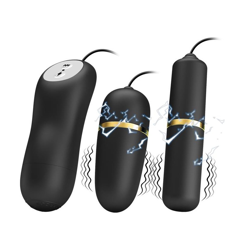 Zestaw stymulatorów Double Vibro-Bullets - wibracje i elektrostymulacja, 17 × 14 × 4 cm - 1
