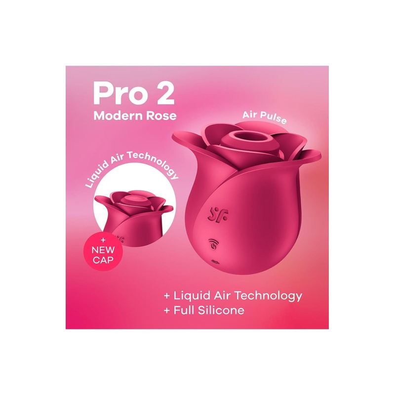 Stymulator łechtaczki Pro 2 Modern Rose z technologią Air Pulse i Liquid Air, 6,5 cm - 7