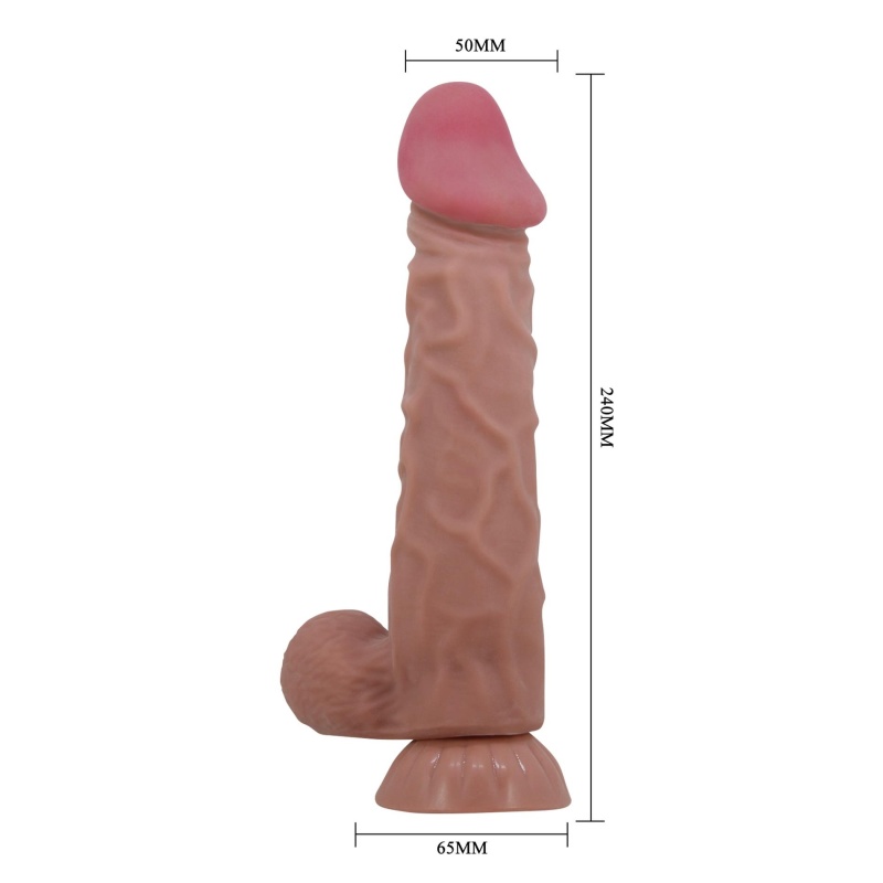Dildo Sliding Skin 9,4'' z przyssawką i elastycznym rdzeniem, 24 cm - 10