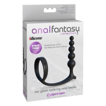 ANAL FANTASY COLLECTION ASS-GASM COCKRING ANAL BEADS BLACK - 2