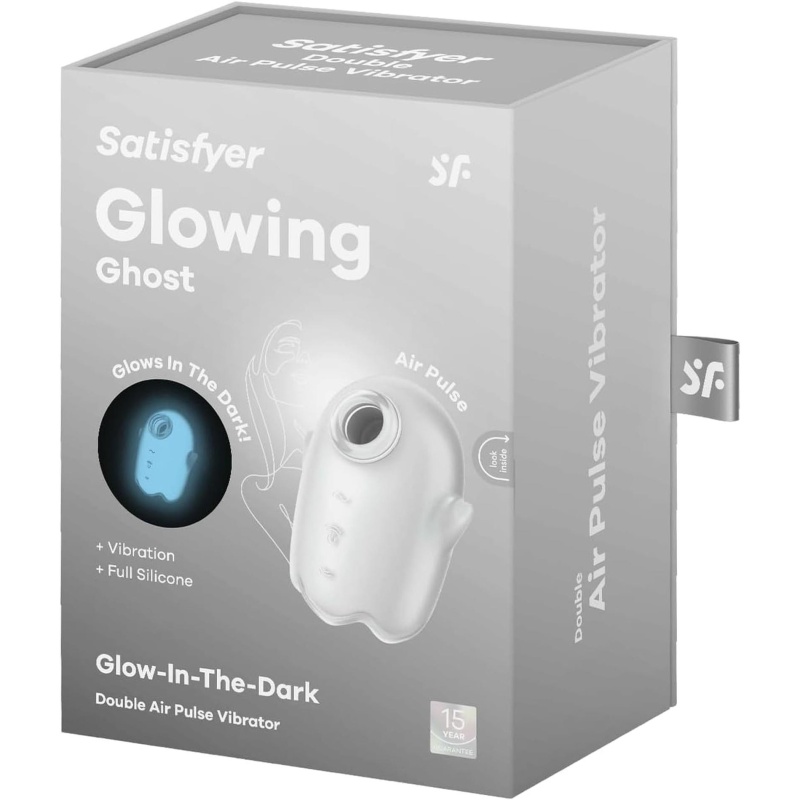 Kompaktowy wibrator Glowing Ghost White z technologią Air Pulse, 2 niezależnymi silnikami i silikonem medycznym IPX7 - 4