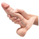 Dildo Slipskin Girthy - realistyczne jądra, zakrzywiony kształt, 17,8 cm, kompatybilne z uprzężą - 7