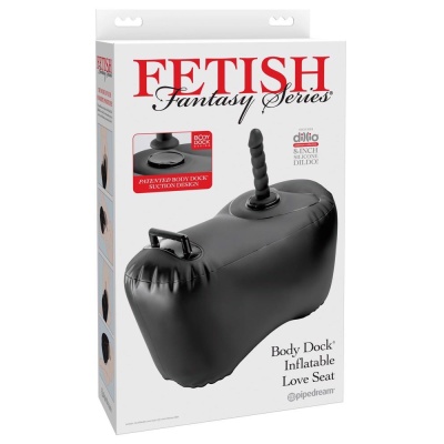 Nadmuchiwalna poduszka erotyczna Body Dock Inflatable Love Seat z silikonowym dildo 19 cm, uchwytem i panelem montażowym 8,6 cm - 1