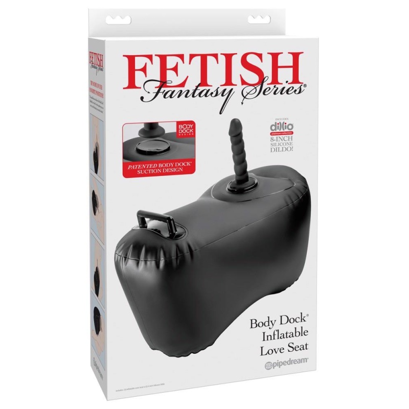Nadmuchiwalna poduszka erotyczna Body Dock Inflatable Love Seat z silikonowym dildo 19 cm, uchwytem i panelem montażowym 8,6 cm - 1