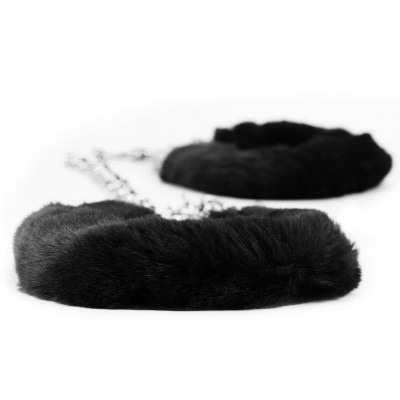 Kajdanki na nogi Fluffy czarne, średnica 9.8 cm - 1 2
