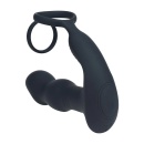 Remote Control Vibrating Thrusting Come-Hither Silicone Prostate Stimulator with Cockring - Black - 5