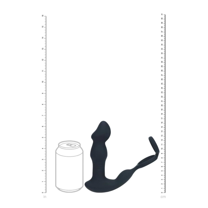 Remote Control Vibrating Thrusting Come-Hither Silicone Prostate Stimulator with Cockring - Black - 8