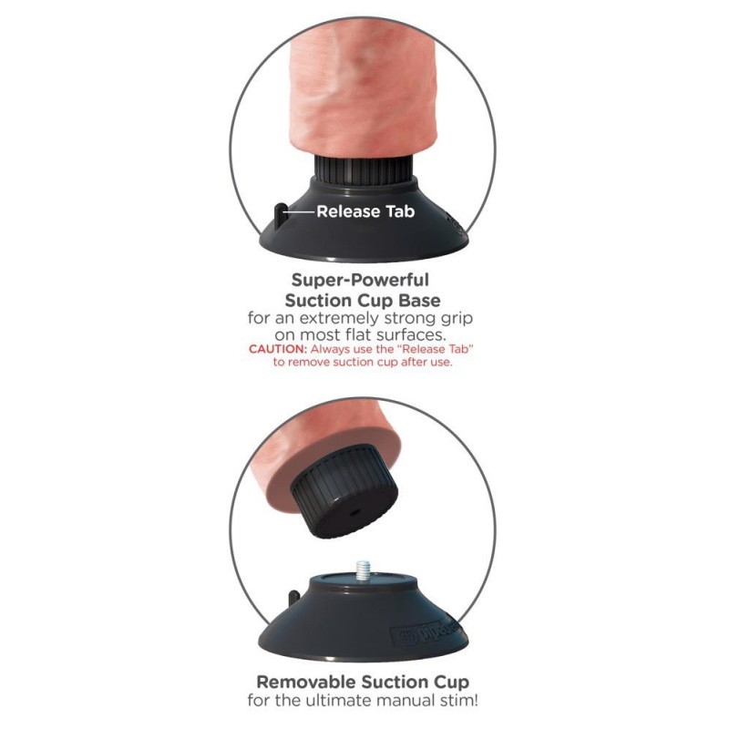 Wibrator realistyczny KC 8" Vibrating Cock Light – wyginany wał z przyssawką i wibracjami, długość 25 cm, wkładka 18,6 cm, ø 4,6 - 7