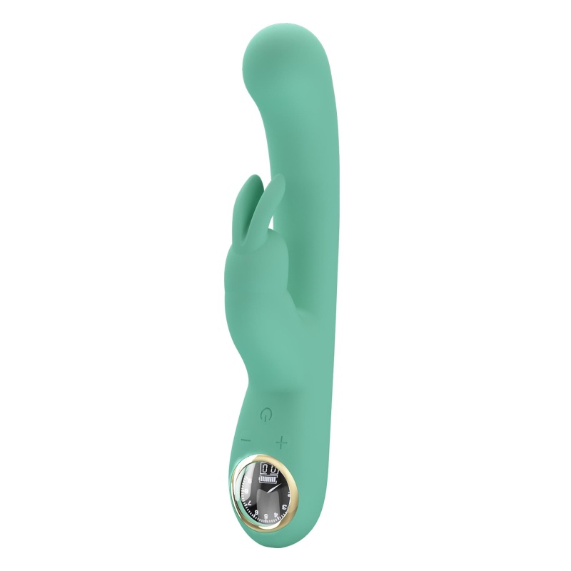 Wibrator króliczek Lamar Green z wygiętą główką G-Spot, podwójną stymulacją i wyświetlaczem LED - 4