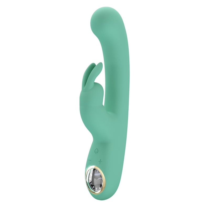 Wibrator króliczek Lamar Green z wygiętą główką G-Spot, podwójną stymulacją i wyświetlaczem LED - 5