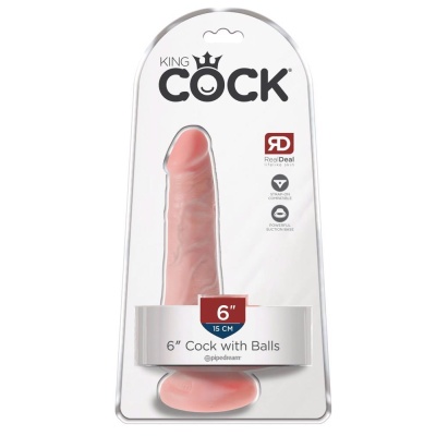 Dildo 6" Cock with Balls Light – realistyczne PVC z przyssawką i jądrami, 15,2 cm - 1