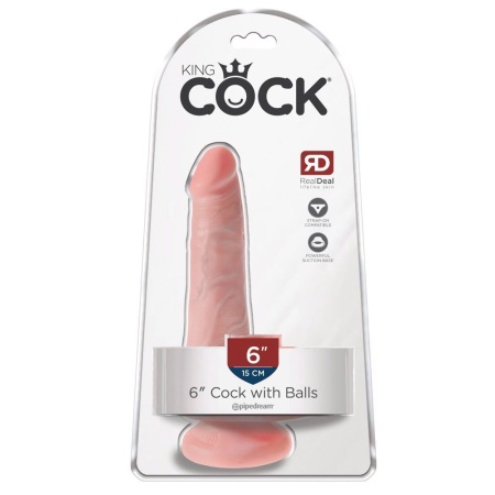 Dildo 6" Cock with Balls Light – realistyczne PVC z przyssawką i jądrami, 15,2 cm - 1