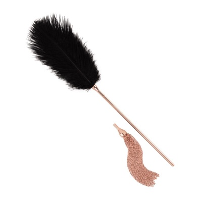 Feather Tickler & Whip - Dwufunkcyjny Łaskotnik Piórkowy i Bat Łańcuszkowy, Wykończenie Różowe Złoto - 1 2