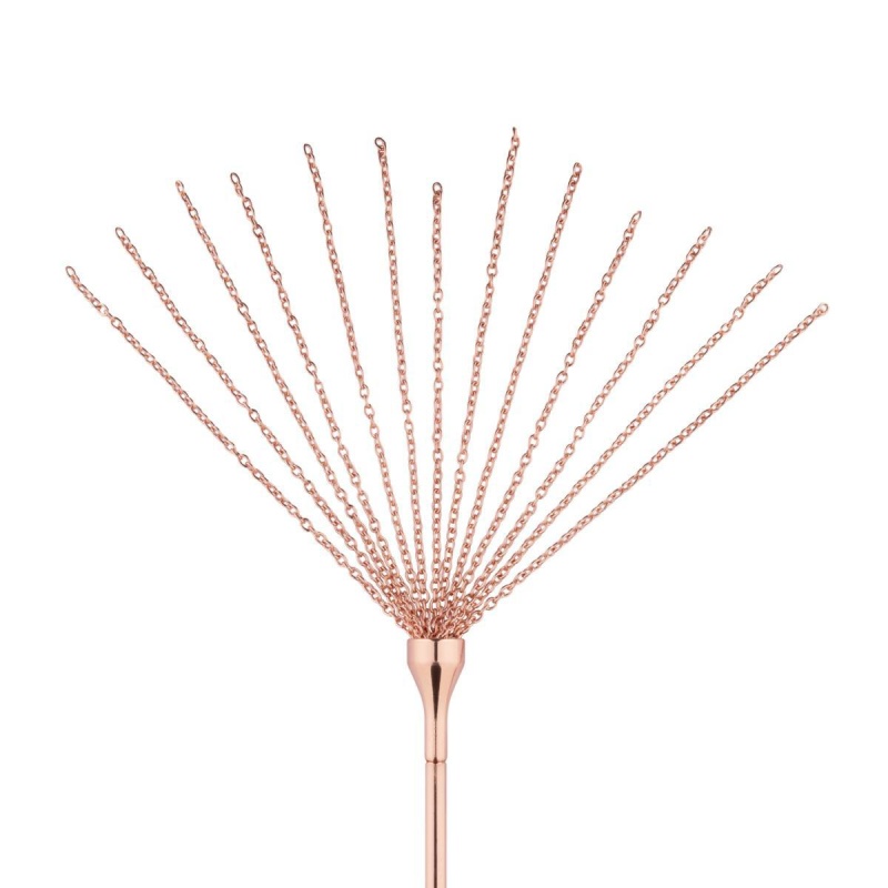 Feather Tickler & Whip - Dwufunkcyjny Łaskotnik Piórkowy i Bat Łańcuszkowy, Wykończenie Różowe Złoto - 4