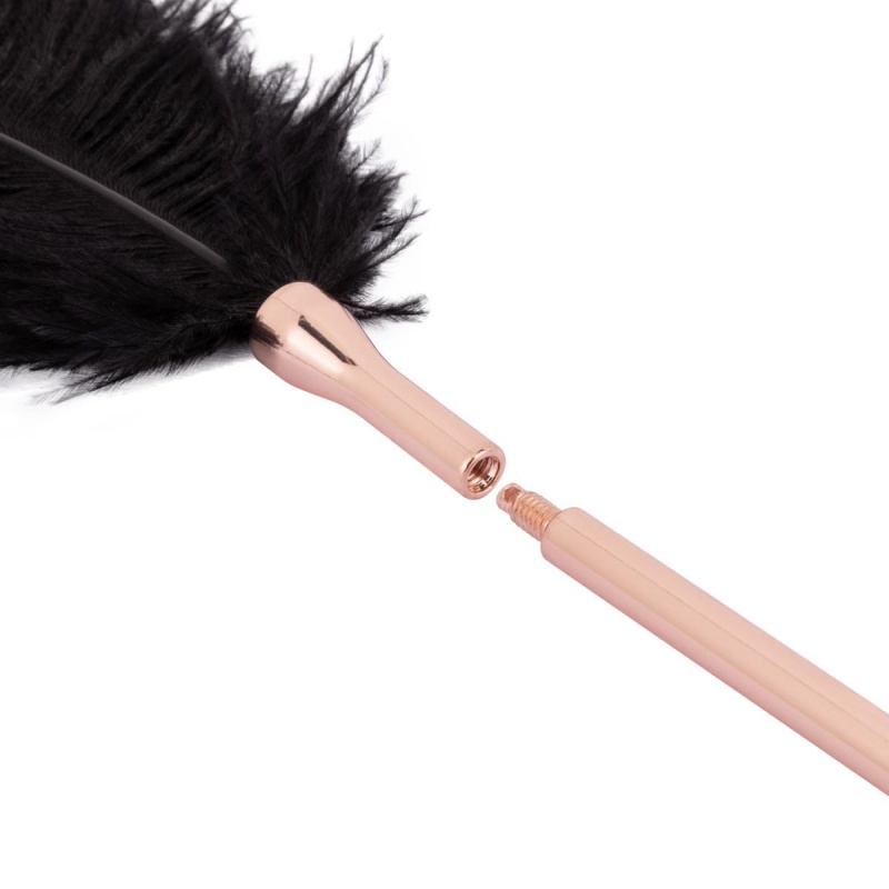 Feather Tickler & Whip - Dwufunkcyjny Łaskotnik Piórkowy i Bat Łańcuszkowy, Wykończenie Różowe Złoto - 6