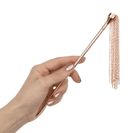 Feather Tickler & Whip - Dwufunkcyjny Łaskotnik Piórkowy i Bat Łańcuszkowy, Wykończenie Różowe Złoto - 7