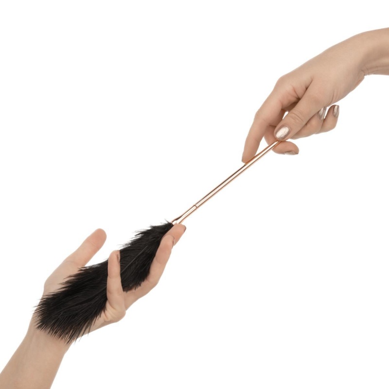 Feather Tickler & Whip - Dwufunkcyjny Łaskotnik Piórkowy i Bat Łańcuszkowy, Wykończenie Różowe Złoto - 9