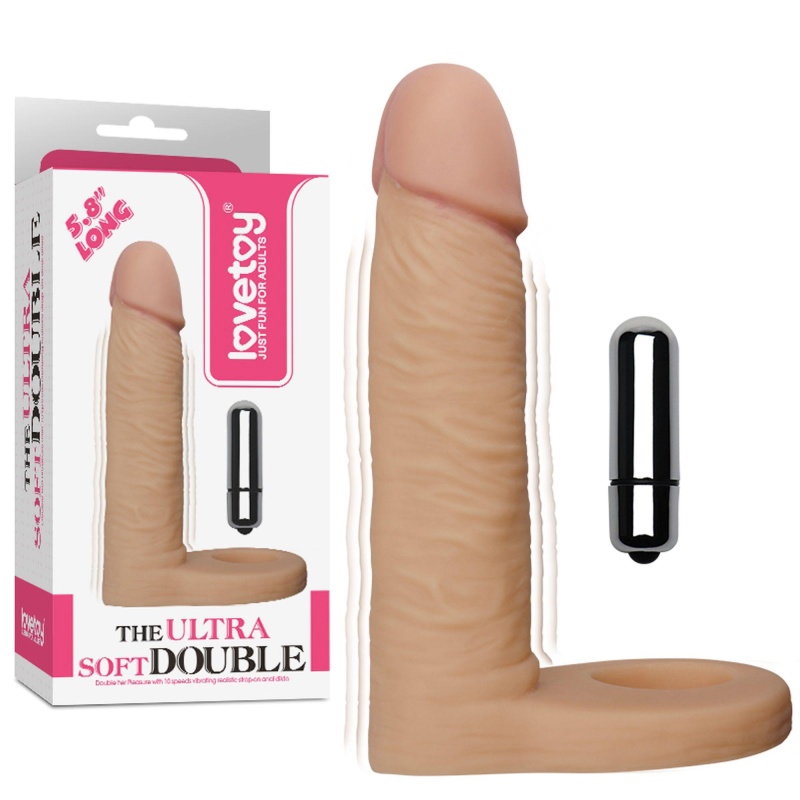 The Ultra Soft Double Vibrating 5.8 cala (14.7 cm) – wibrator analny z pierścieniem - 1