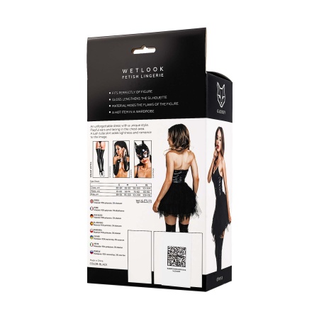 Glossy Elisia, dress, wetlook, black, S - 5