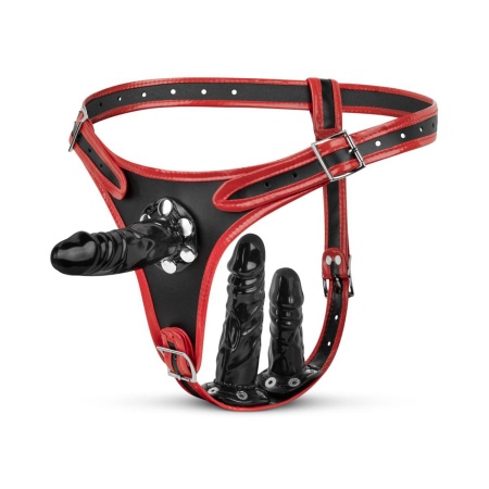 Fetish Collection - Triple Dildo Strap-On Harness - 1