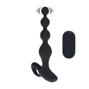 Remote Control Beaded Vibrating Silicone Anal Plug - Black - 1
