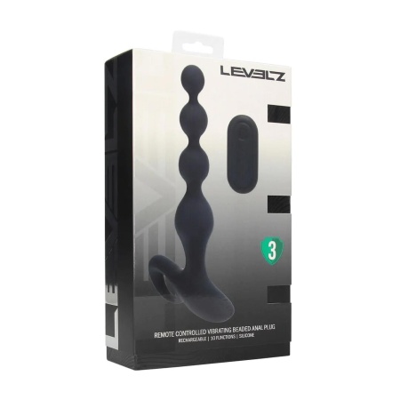 Remote Control Beaded Vibrating Silicone Anal Plug - Black - 2