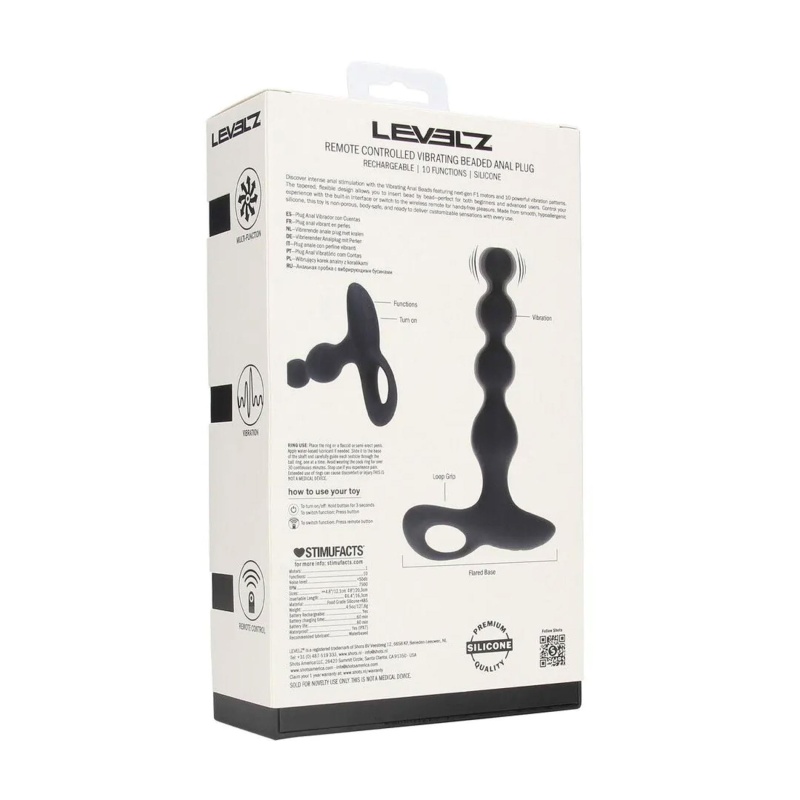 Remote Control Beaded Vibrating Silicone Anal Plug - Black - 3