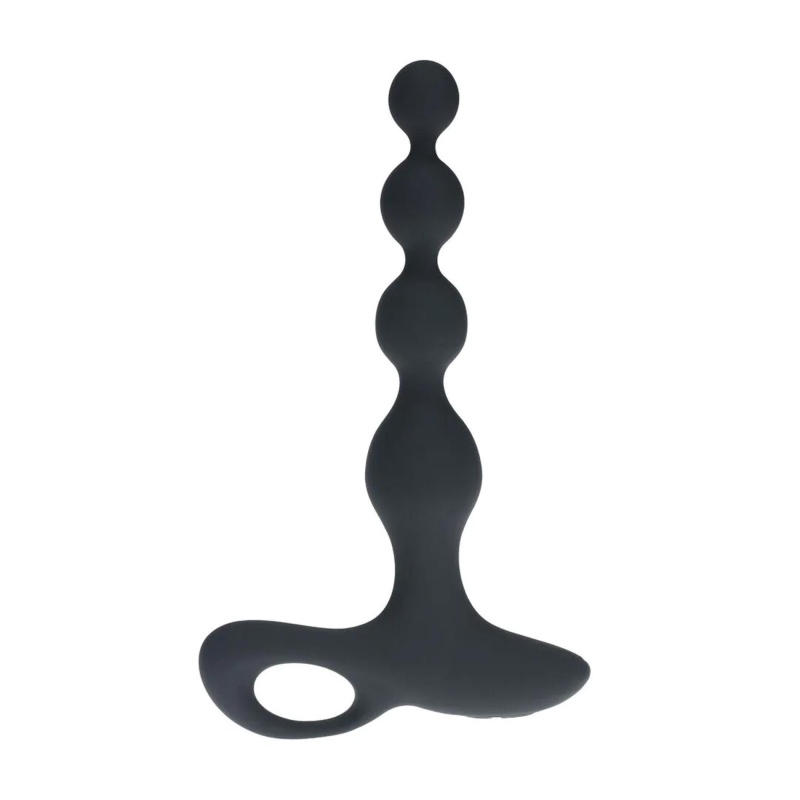 Remote Control Beaded Vibrating Silicone Anal Plug - Black - 4