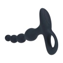 Remote Control Beaded Vibrating Silicone Anal Plug - Black - 5