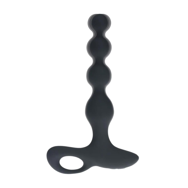 Remote Control Beaded Vibrating Silicone Anal Plug - Black - 6