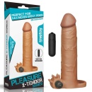 Wibrująca nakładka na penisa Pleasure X Tender 20,3 cm, brązowa - 1