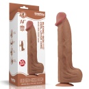 Dildo King Sized Sliding Skin Dual Layer 35,6 cm Brązowy - 1