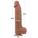 Dildo King Sized Sliding Skin Dual Layer 35,6 cm Brązowy - 3