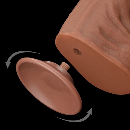 Dildo King Sized Sliding Skin Dual Layer 35,6 cm Brązowy - 10