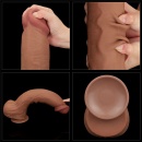 Dildo King Sized Sliding Skin Dual Layer 35,6 cm Brązowy - 20