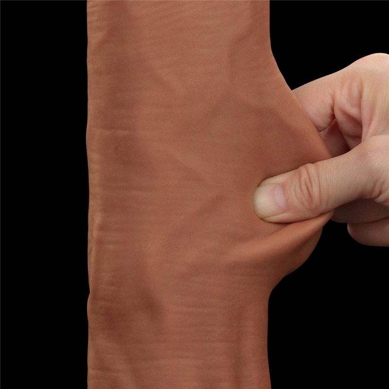 Dildo King Sized Sliding Skin Dual Layer 35,6 cm Brązowy - 21
