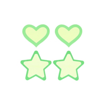 PEEKABOO PASTIES GREEN GLOW IN THE DARK HEARTS AND STARS - 1 2