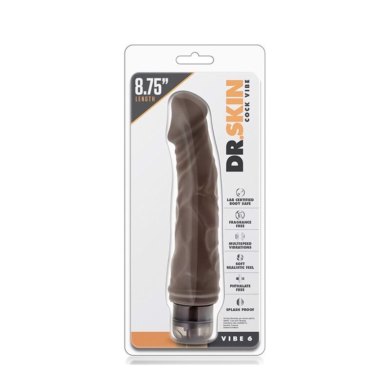 Wibrator realistyczny VIBE 6 Chocolate - regulacja twist-dial, 21,5 cm - 1